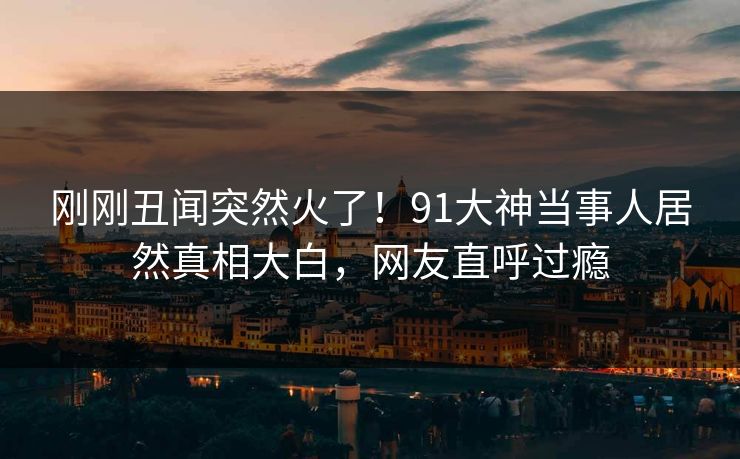 刚刚丑闻突然火了！91大神当事人居然真相大白，网友直呼过瘾