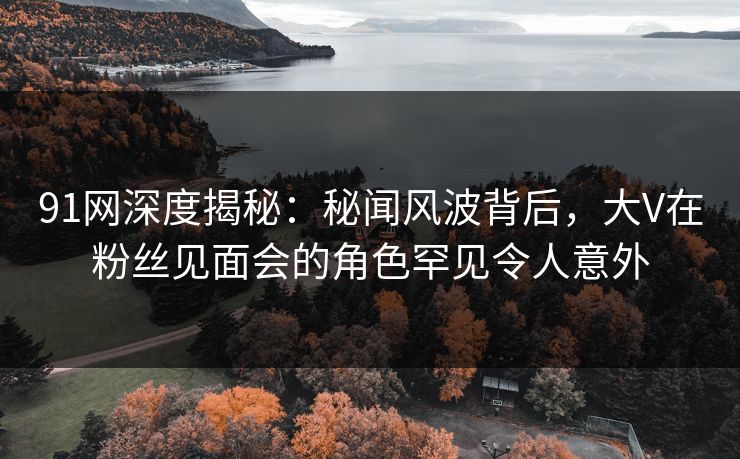 91网深度揭秘：秘闻风波背后，大V在粉丝见面会的角色罕见令人意外