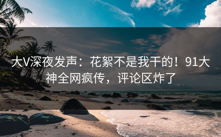 大V深夜发声：花絮不是我干的！91大神全网疯传，评论区炸了