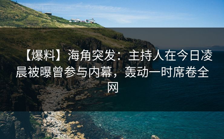 【爆料】海角突发：主持人在今日凌晨被曝曾参与内幕，轰动一时席卷全网