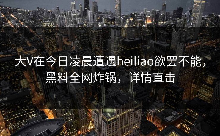 大V在今日凌晨遭遇heiliao欲罢不能，黑料全网炸锅，详情直击