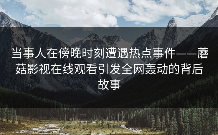 当事人在傍晚时刻遭遇热点事件——蘑菇影视在线观看引发全网轰动的背后故事