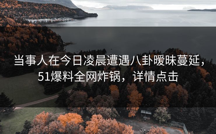 当事人在今日凌晨遭遇八卦暧昧蔓延，51爆料全网炸锅，详情点击